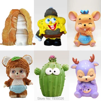 

pig rabbit mouse rubber molds Anime dolls silicone molds for gypsum statue model DIY plaster figurines kid gift decorative mould