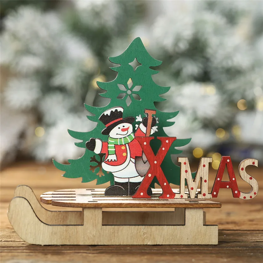 DIY деревянные сани настольные украшения Рождественская елка орнамент деревянная подвесная подвеска Рождество год Рождественское украшение - Color: Snowman