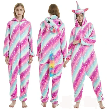 

Unisex Adult Animals Onesie Pajamas Cute Cartoon Kigurumi Unicorn Sleepwear unicornio Flannel Soft Nightie Women Men Pyjamas
