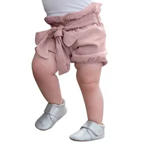 Летние шорты для маленьких девочек; Детские короткие штаны с большим бантом для девочек; летние детские повседневные шорты; Одежда для девочек