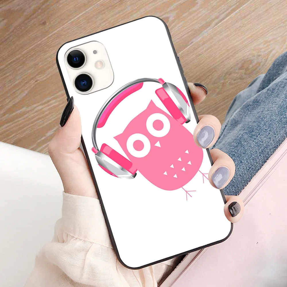 

Owl be listening to music! soft TPU border phone case for iphone 11PRO 11PROMAX 11 X XS XR XSMAX 6 plus 7 7plus 8 8plus cover