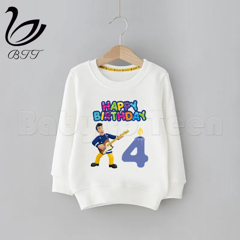 Happy Birthday Hoodies Cartoon Fireman Sam Sweatshirts Cartoon Sweatshirts Children Cute Sweatshirts Baby Birthday Present