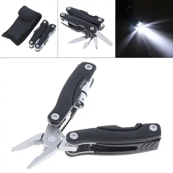 

Multifunction External-type Folding Mini Pliers Screwdriver Bottle Opener Combination Tool with LED Light for Outdoor Camping