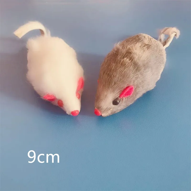9cm 5 шт. 16 см ложная мышь кошка игрушки для домашних животных кошка длинношерстный хвост мыши со звуком погремушки мягкий натуральный мех кролика звук скрипучий кошки собака игрушка - Цвет: 9cm