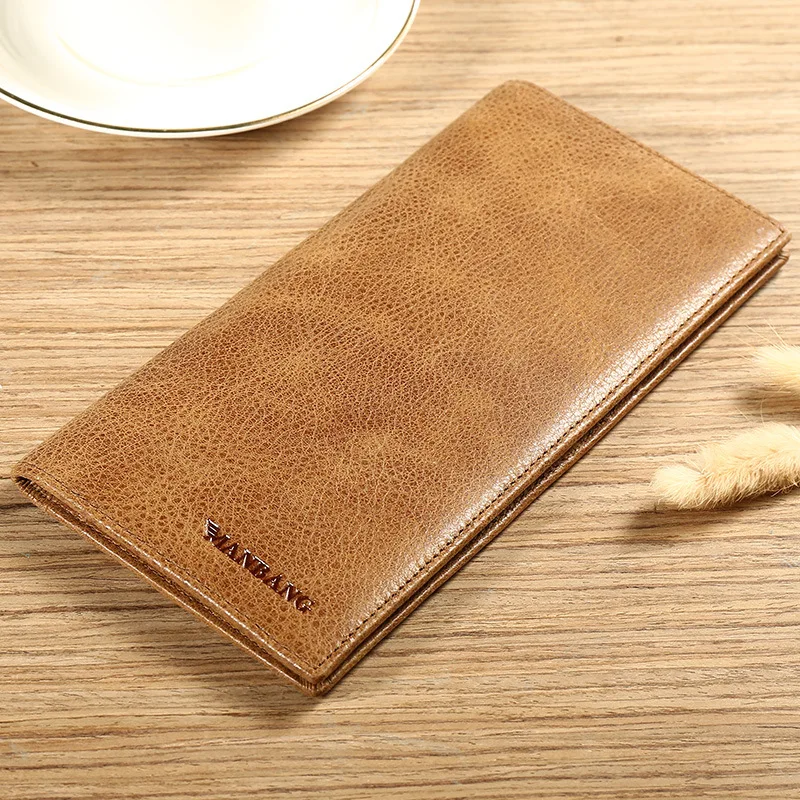 

Pure Leather Customizable Wallet Men's Long with Leather Japanese Korean Ultra-Thin First Layer Cattle Leather Wallet Card Bit M