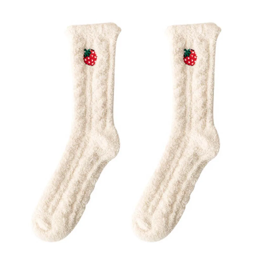 beige 1Pair Socks Women Cute Animal Fashion Thick Warm Casual Winter Autumn Soft Cotton Floor Sleeping Females Korean Style Socks - Цвет: beige