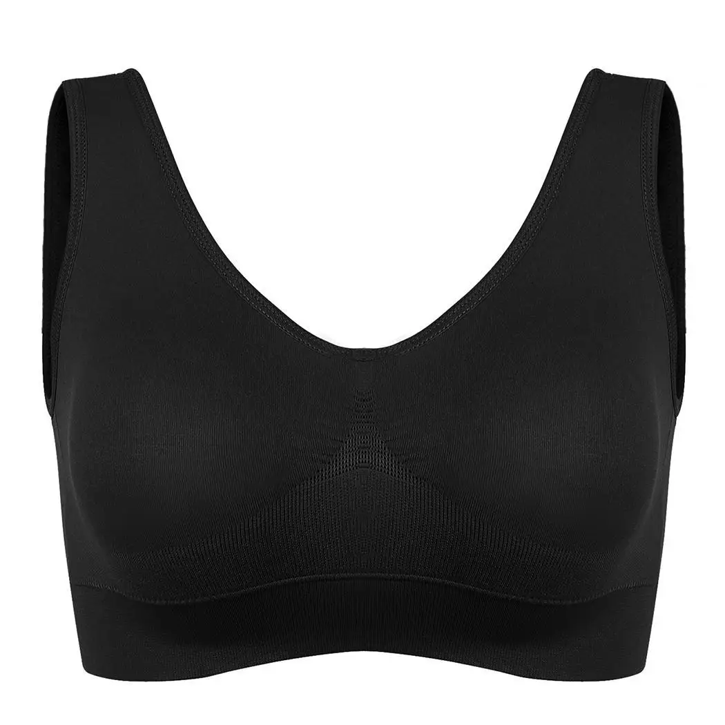 Women Casual V-Neck Elastic Regular Fit None None Padded Solid Sports Comfortable Casual, Bra Elastic, Fit