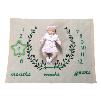 

Newborn Swaddle Stroller Bedding Wrap Photo Baby Blanket Background Monthly Growth Cartoon Number Photography Props