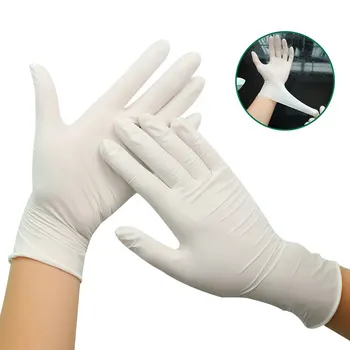 

100pcs Disposable White Non-Slip Gloves Rubber Latex Nitrile Gloves For Medical/Food Universal/Household Cleaning
