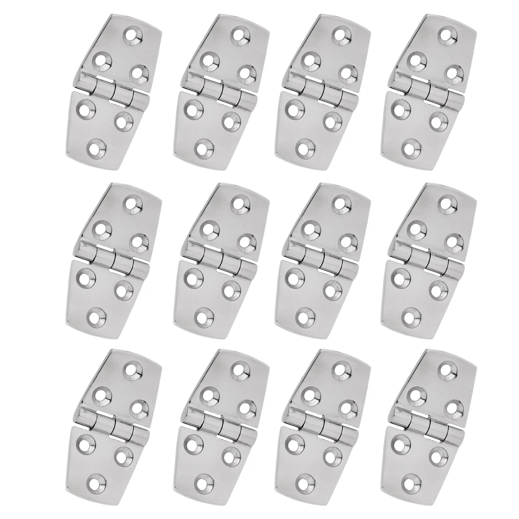 12 Pieces Durable 316 Marine Stainless Steel Casting Strap Hinge Door Hinge for Boat Yacht RV