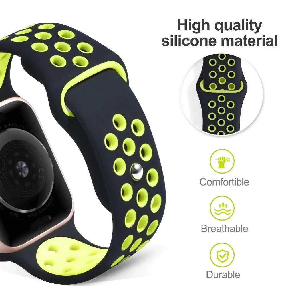 Силиконовый спортивный ремешок для apple watch, ремешок 44 мм, 40 мм, резиновый ремешок для часов, браслет Nike+ Iwatch, ремешок 42 мм, 38 мм, apple watch 5, 4, ремешок