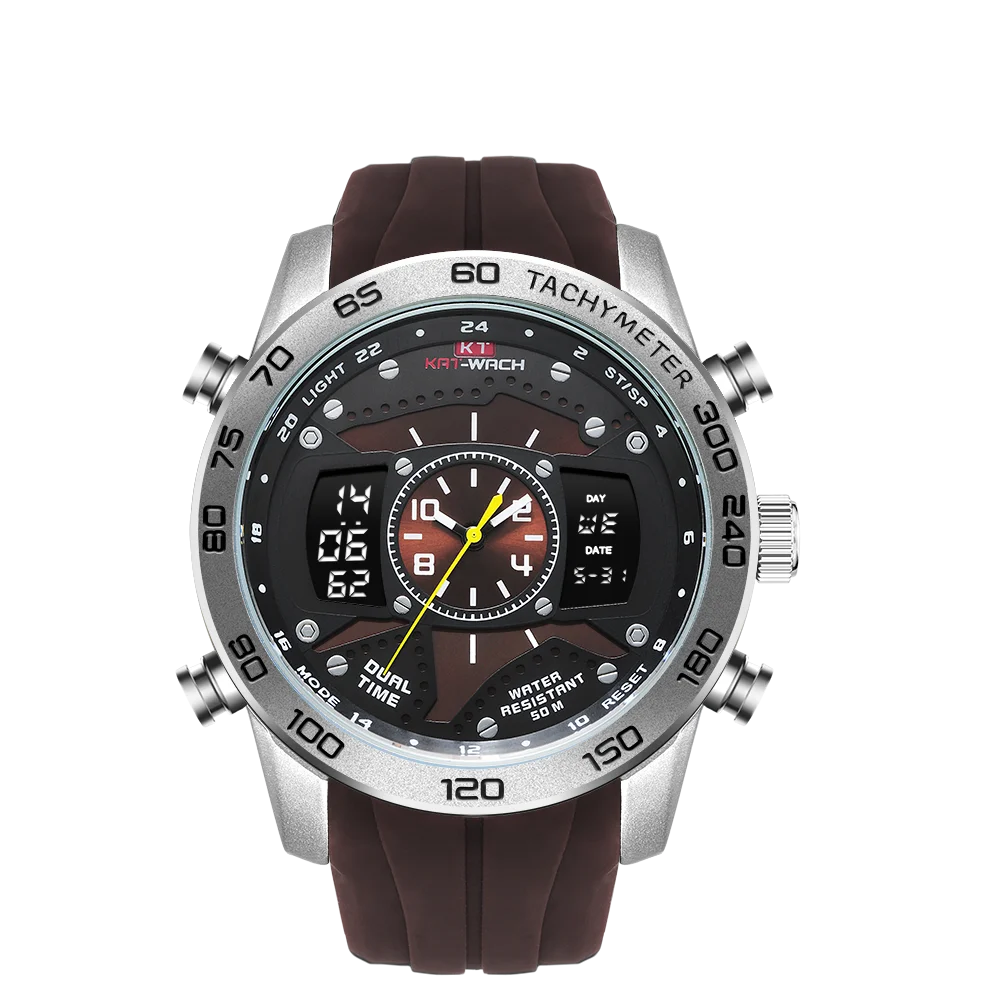 

New Men's Multifunctional Electronic Quartz Waterproof Luminous Outdoor Sports Watch with Alarm Clock, Calendar Week Display