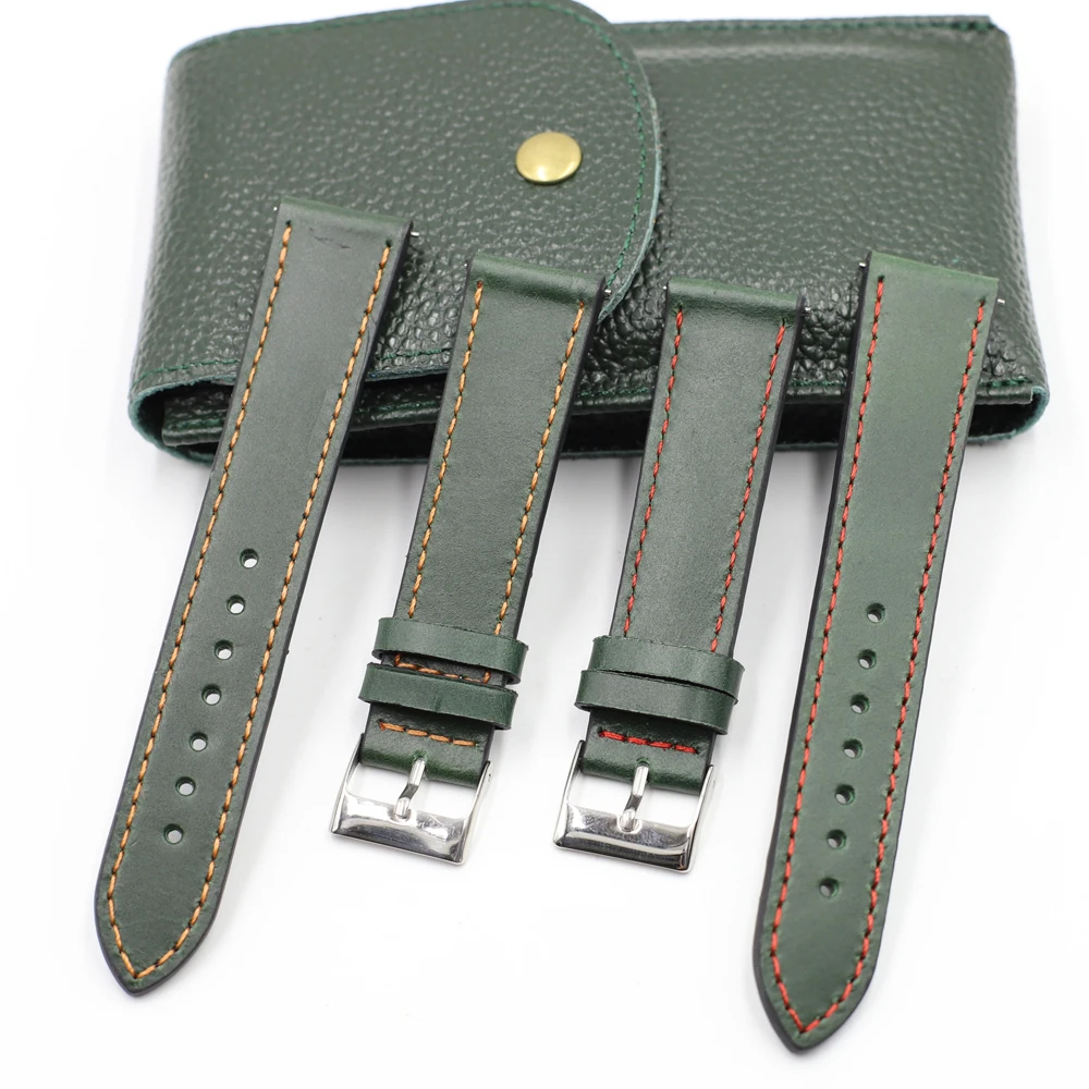 Vintage Watch Strap Lichee Pattern Leather Watch Band 18mm 20mm 22mm Handmade Watchband Quick Release Spring Bar for Men