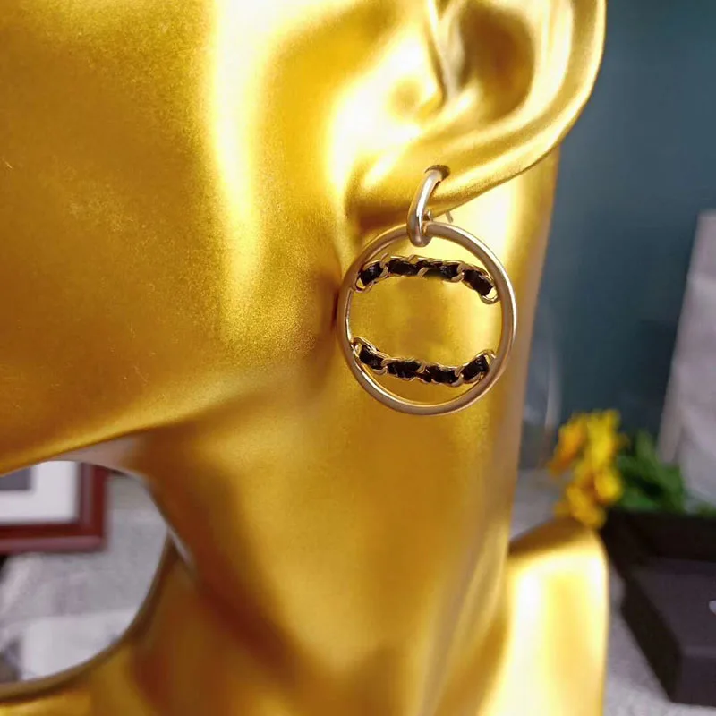 

Knit Letter C Logo Round Circle Drop Dangle Earrings for Women Luxury Star Brand Earrings Jewelry Bijoux Lover Gifts 2019 New