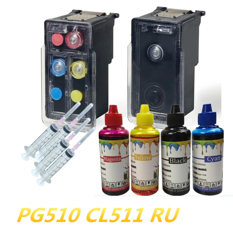 Cartucho de tinta recargable con tinta de 400ML para Canon PIXMA MP240 MP250  MP270 MP280 MP480 MP490 MX320 MX350 impresora para PG 510 CL511|ink  cartridge|ink cartridge for canoncartridge for canon - AliExpress