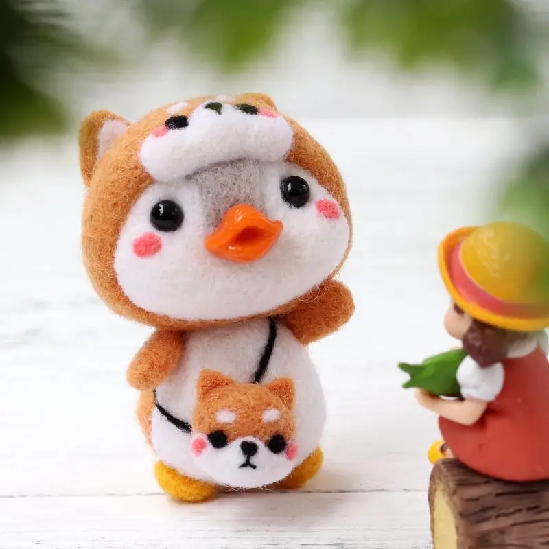 OOTDTY Пингвин собака шерсть фетр ремесло DIY незавершенный тыкать набор для рукоделия материал сумка