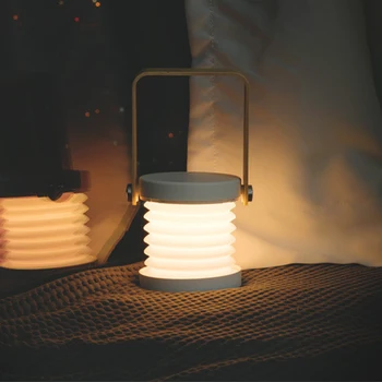 

Creative Portable Wooden Handle Lantern Lamp Telescopic Folding LED Table Reading Lamp Charging Night Light