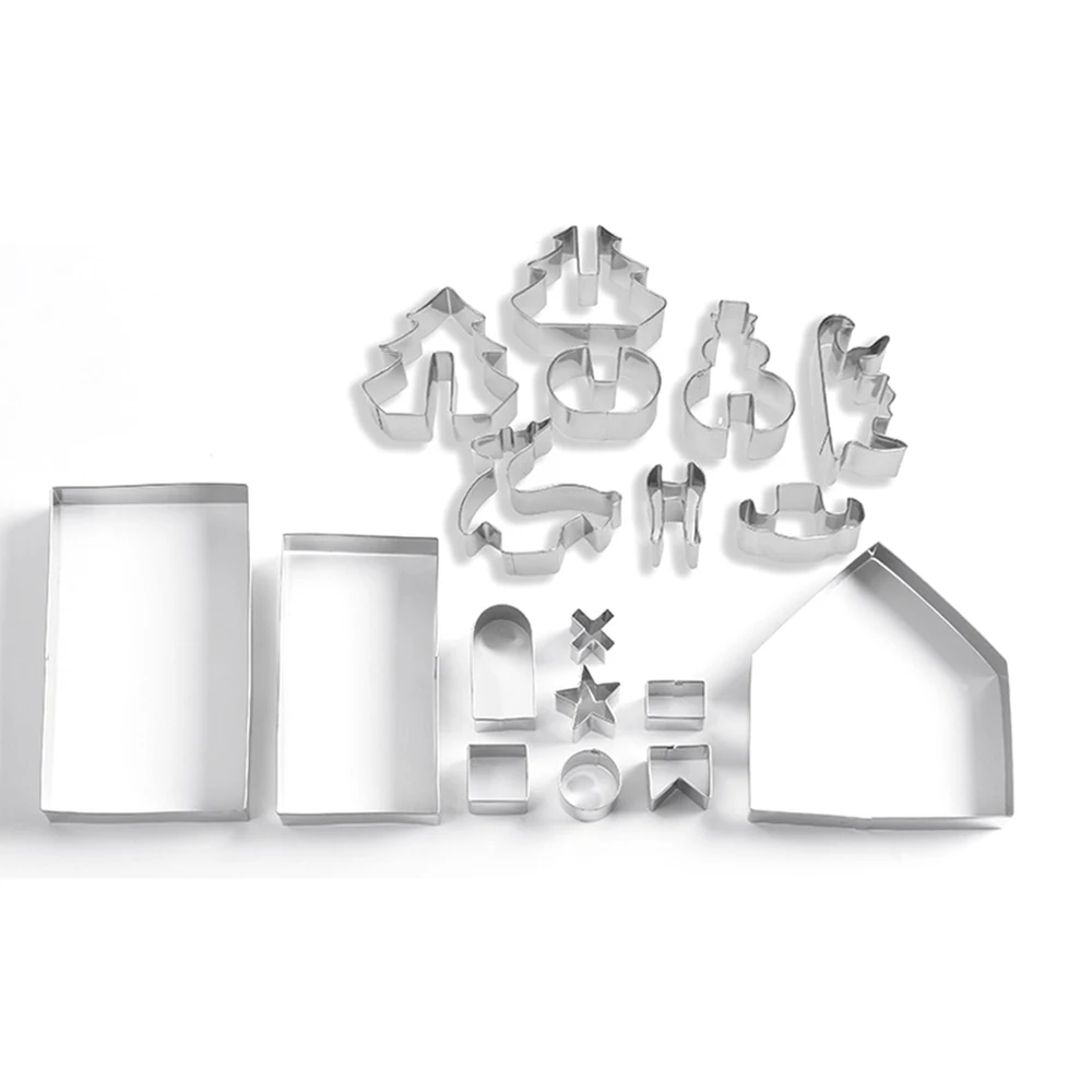 18PCS Cookie Molds Stainless Steel Cake Biscuit Cookie Cutter Mold Non-stick Baking Pastry DIY Tools For Christmas Party Dessert