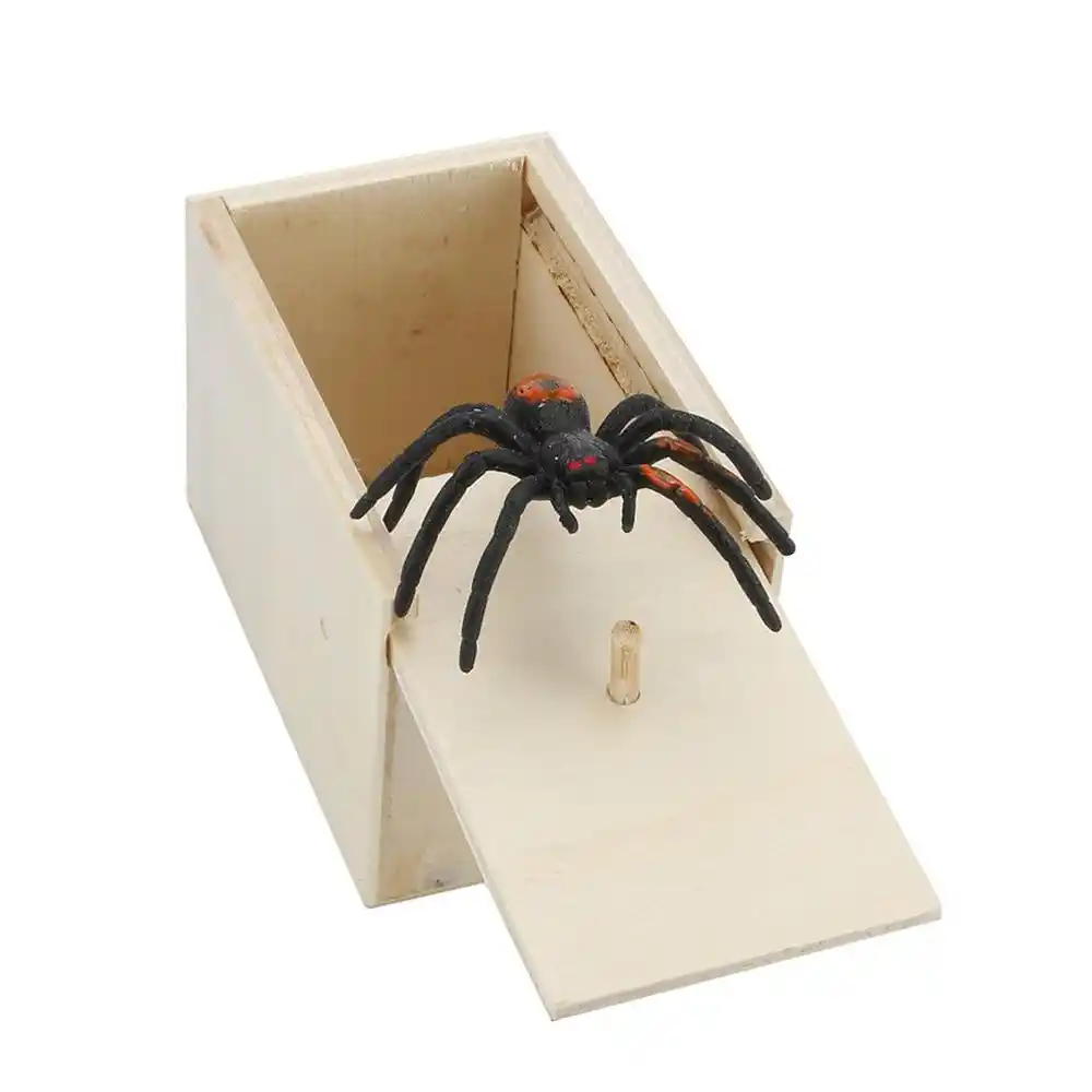 PiniceCore Fool Your Friend Spider Toy Funny Scare Box Spider Hidden in Case Prank-wooden Scare Box Joke Trick Play Toys