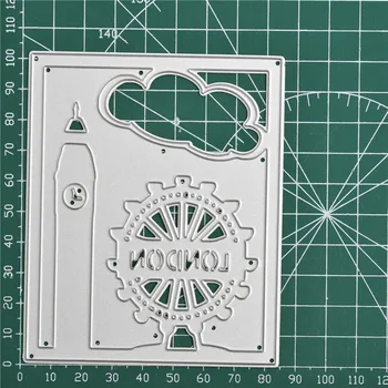 

Naifumodo London Frame Metal Cutting Dies Ferris Wheel Scrapbooking Making Card Embossing Craft Big Ben Die Cut Decoration DIY