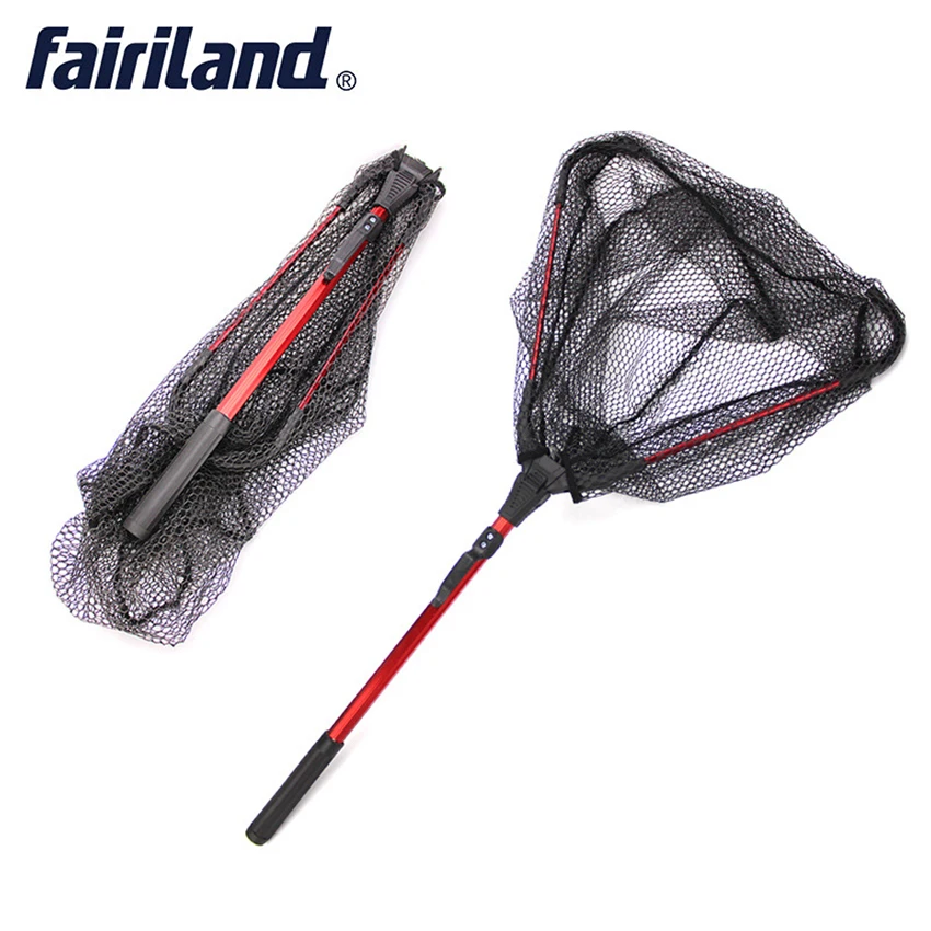 Details about  / Folding Rubber Fishing Net Retractable Telescoping Pole Fly Fishing Landing Net
