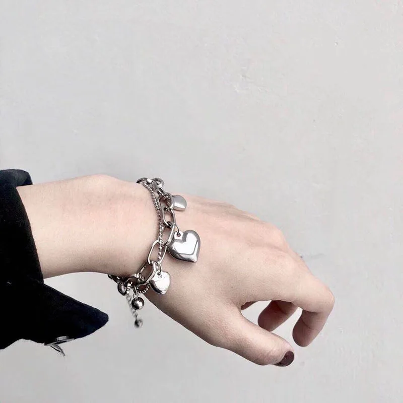 Новое поступление 2020 браслеты из звеньев цепи женские металлические сердца