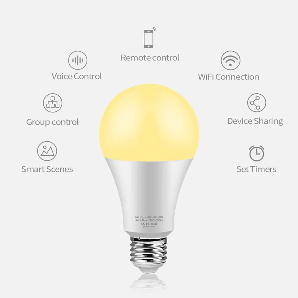 Умсветильник Светодиодная лампа Tuya RGB Smart Life 2 4G Wi Fi светодиодная с изменением