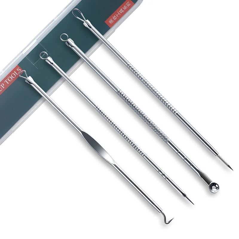 

4Pcs/Set Acne Blackhead Pimple Remover Needles Stainless Steel Pimple Spot Extractor Cleaner Squeezing Acne Remover Care Tools