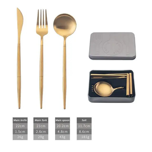 3/4pcs Folding Cutlery Gold Dinnerware Set Stainless Steel Tableware Set  Knife Fork Coffee Spoon Flatware Set Dishwasher Safe|Dinnerware Sets| -  AliExpress