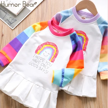 

Humor Bear New 2019 Girls Autumn Children Dress Korean Casual Cute Sweater Dress Girls Baby Long-sleeved Colorful Kids Clothes