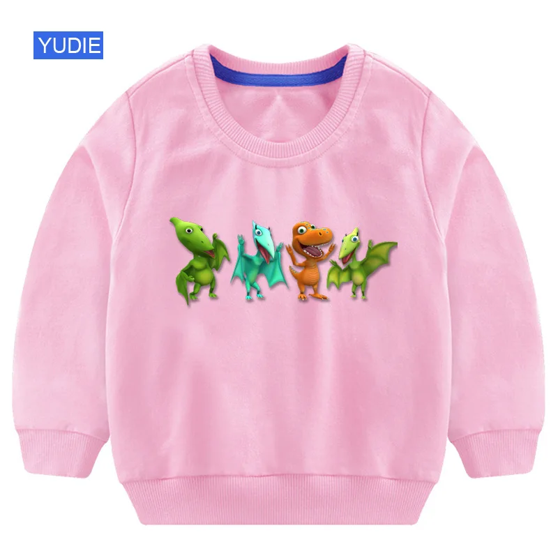 sweatshirt Pink Свитшоты для мальчиков, толстовка с капюшоном с рисунком динозавра, детская белая забавная Осенняя коллекция года, Детский свитер, одежда для мальчиков, для детей 6 лет - Цвет: sweatshirt Pink