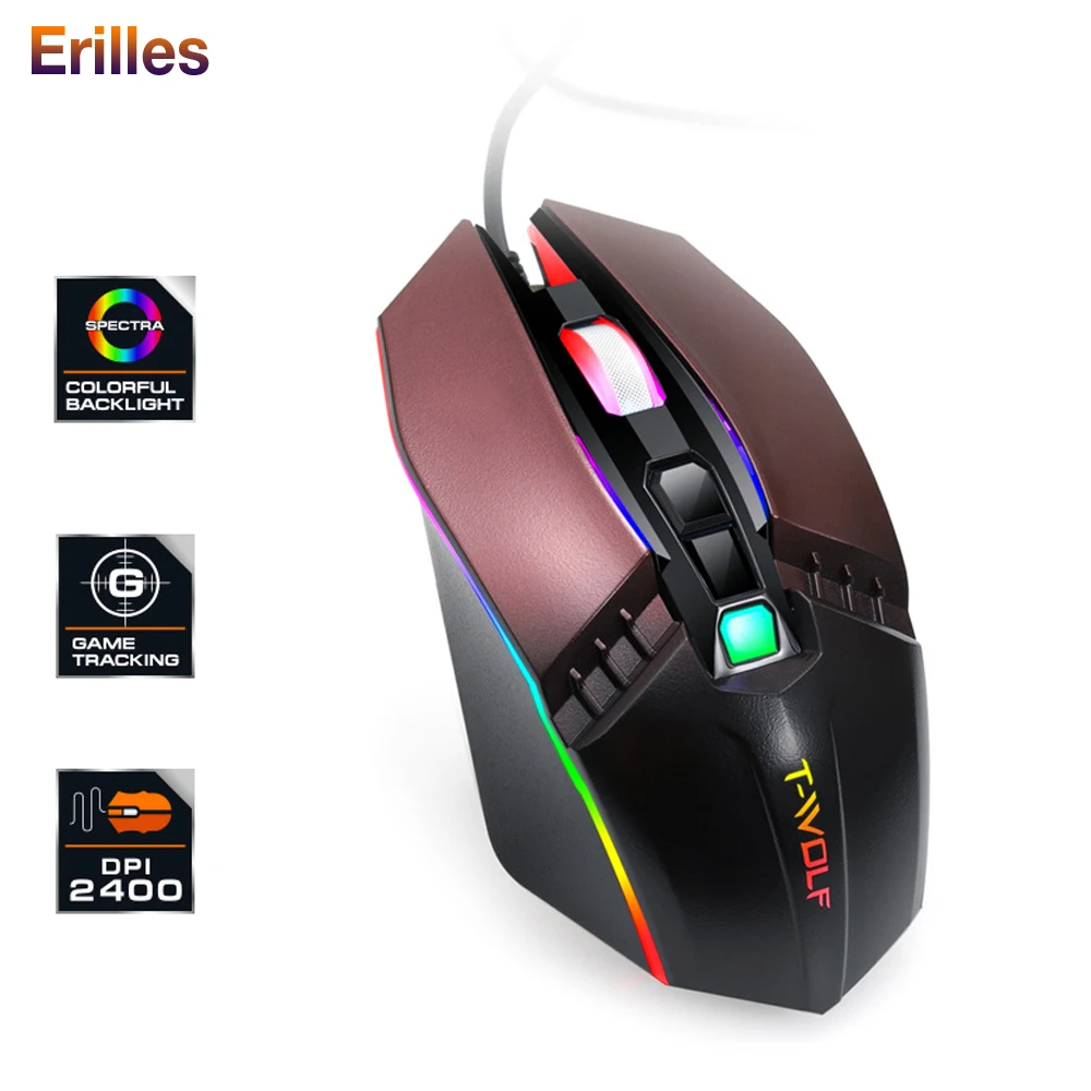 

Pro Gaming RGB Marquee Glowing Mouse 2400DPI PC Computer USB Wired Mice Accessories Backlit Gaming Mouse with Original Package
