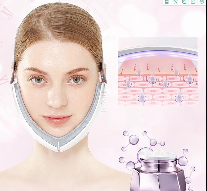 Chin V-Line Up Lift Belt Machine Red Blue Led Photon Therapy Dispositivo Di Sollevamento Del Viso Face Slimming Vibration Massager V-Face Care