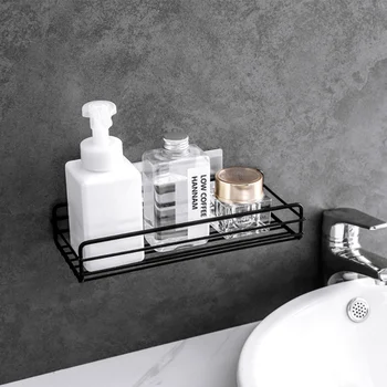 

Bathroom Shelf Punch Free Shower Shelf Bathroom Fixtures Wrought Iron Storage Rack Kitchen Wall Shelf Bathroom Accessories