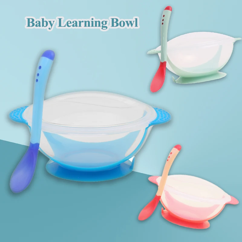 

1PC 60ML Baby Learning Bowl With Suction Cup Food Plate Tray Dishes and Spoon and Dinner Bowl Learning For Baby Toddler