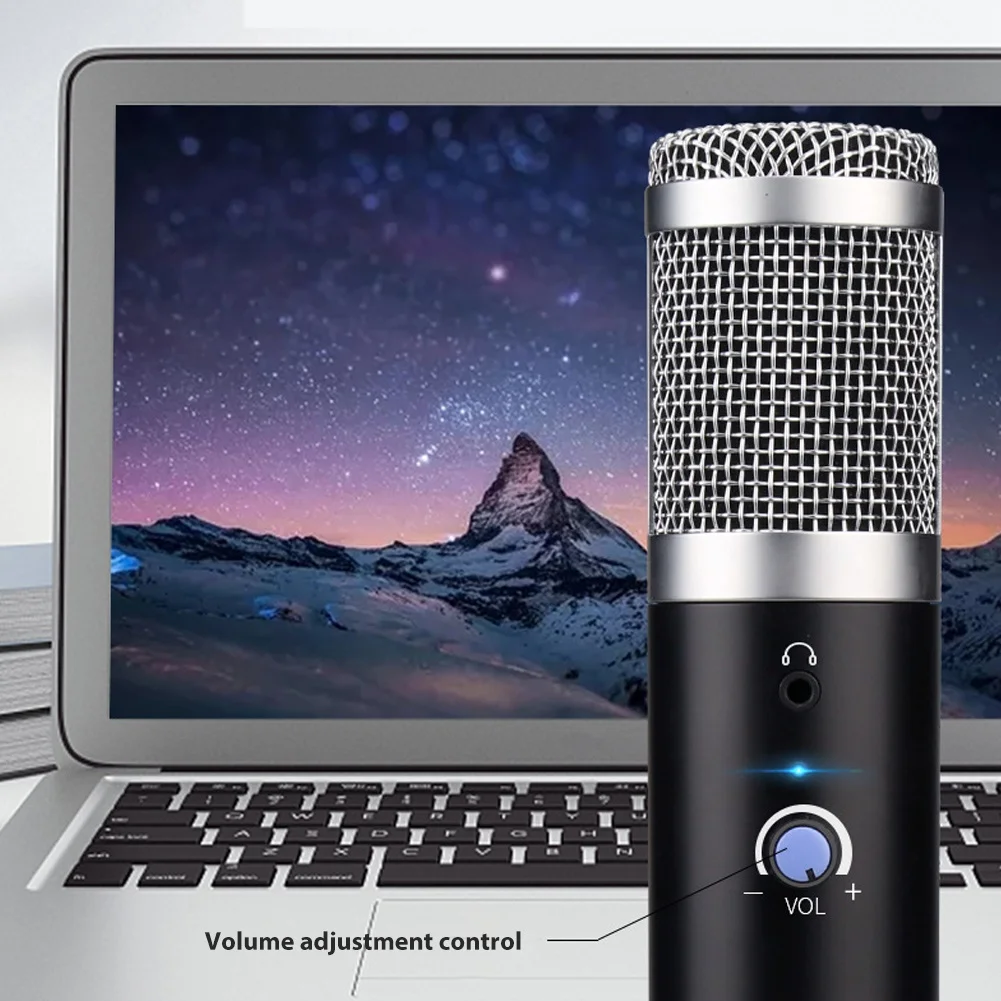USB Studio condenser microphone with large diaphragm condenser microphone for real-time monitoring for broadcasting tripods with