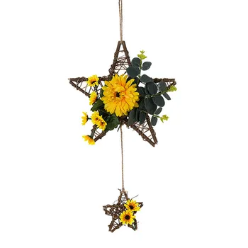 

Pentagram vine circle artificial flower wall decor wall hanging creative bedroom living room wall home accessories