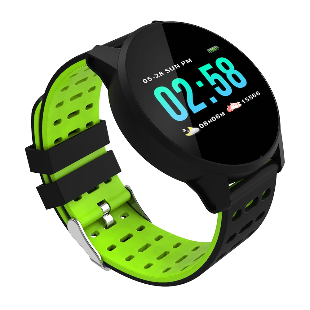 KY108 Смарт часы IP67 кровяное давление монитор сердечного ритма Спорт Фитнес браслет трекер Шагомер Smartwatch Android IOS pk B57 - Цвет: blackGreen