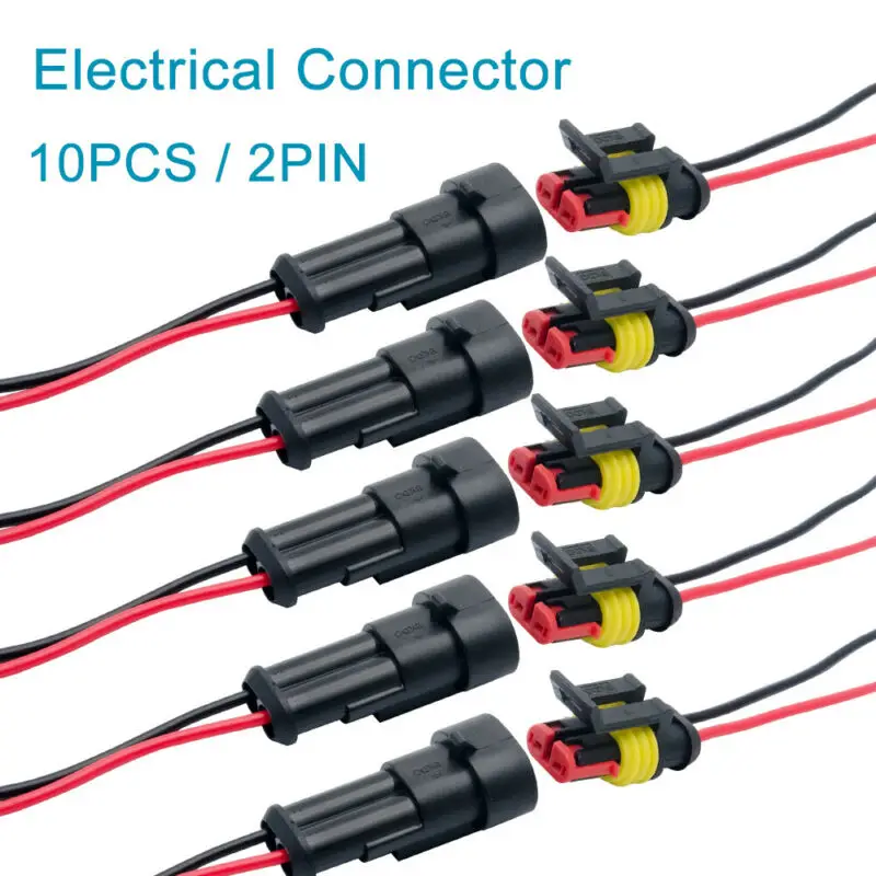 10X Superseal Amp/Tyco 2Pin 12 В водонепроницаемый Электрический провод соединительный