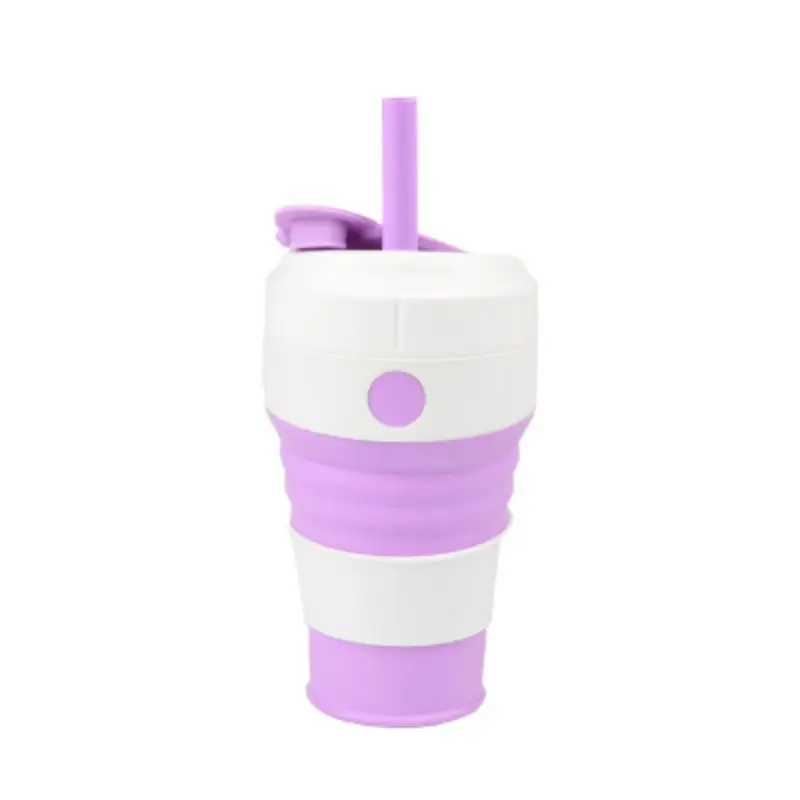 Water Bottle Folding Portable Reusable Silicone Sports Travel Coffee Drinking Cup Fitness Drinkware - Цвет: Фиолетовый
