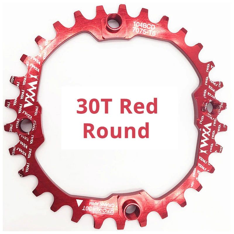 30T Red Round VXM велосипедный Кривошип 104BCD велосипедная круглая 30T цепь узкая широкая Ультралегкая 7075-T6 MTB велосипедная цепь круг шатунная пластина - Цвет: 30T Red Round