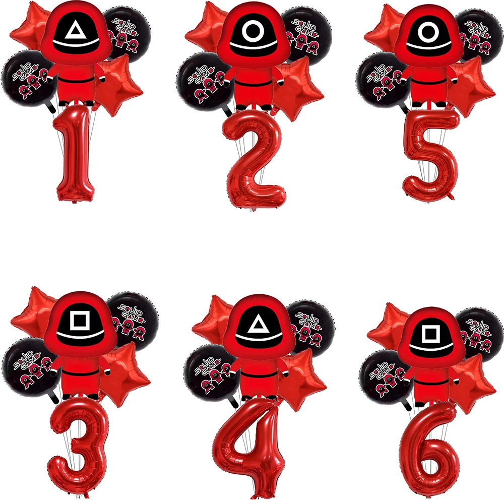 6pcs Korean Squid Game Foil Balloon Cartoon Game Themed Balloon Boy Birthday  Party Decoration Baby Shower Balloons Set - Ballons & Accessories -  AliExpress