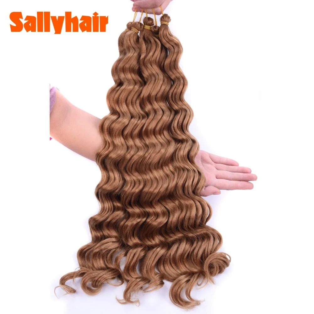 Sallyhair High Temperature Synthetic Deep Wave Twist Crochet Braids Black Color Bulk Hair Extension  (39)