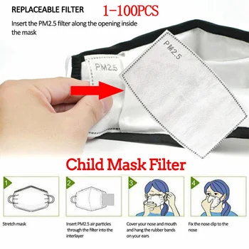 

1-100pcs Child Cover Gasket Face Cover Filter Scarf PM2.5 Protection Activated Carbon Breathing Face Cover Filters Mascarillas