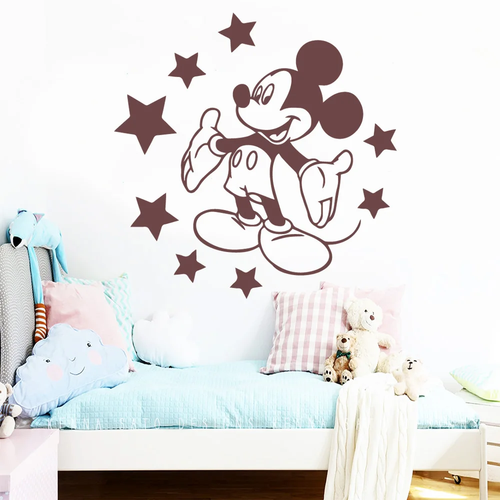 Large Mickey Mouse Wall Stickers Minnie Mouse Decals For Kids Room Decor Sticker Poster Baby Room Wallpaper Mural