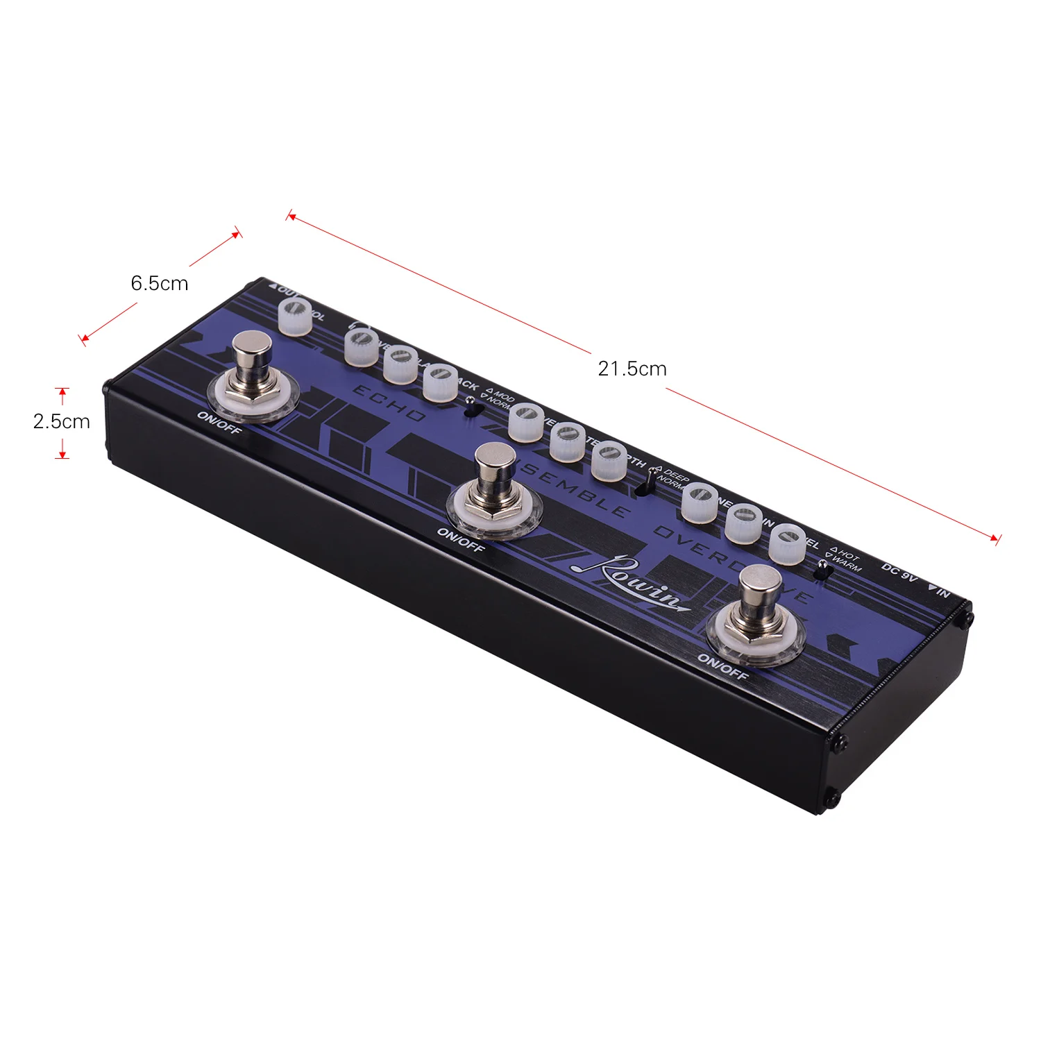 Rowin DAP-2 String Instrument Parts Guitar Multi Effects Pedal Echo+ Ensemble+ Overdrive Shell with True Bypass Function
