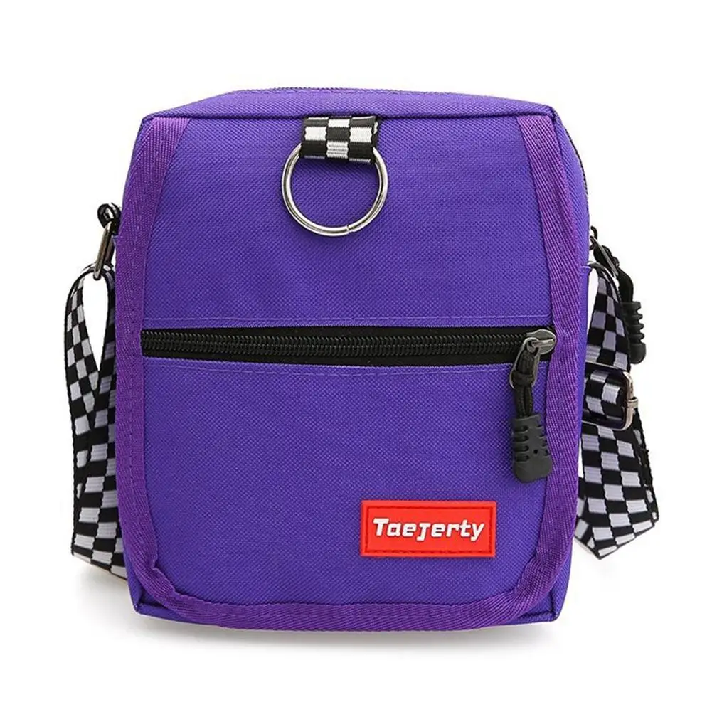 Women Canvas Bag Hong Kong Style Harajuku Style Contrast Color Small Bag Korean Style Fashionable Casual Messenger Shoulder Bags - Цвет: Фиолетовый