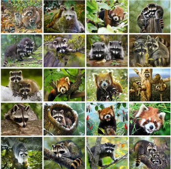 

Yikexin Diamond Painting Raccoon Animals Diamond Mosaic Full Layout Cross Stitch Round hinestoneRoundPictures Home Decor
