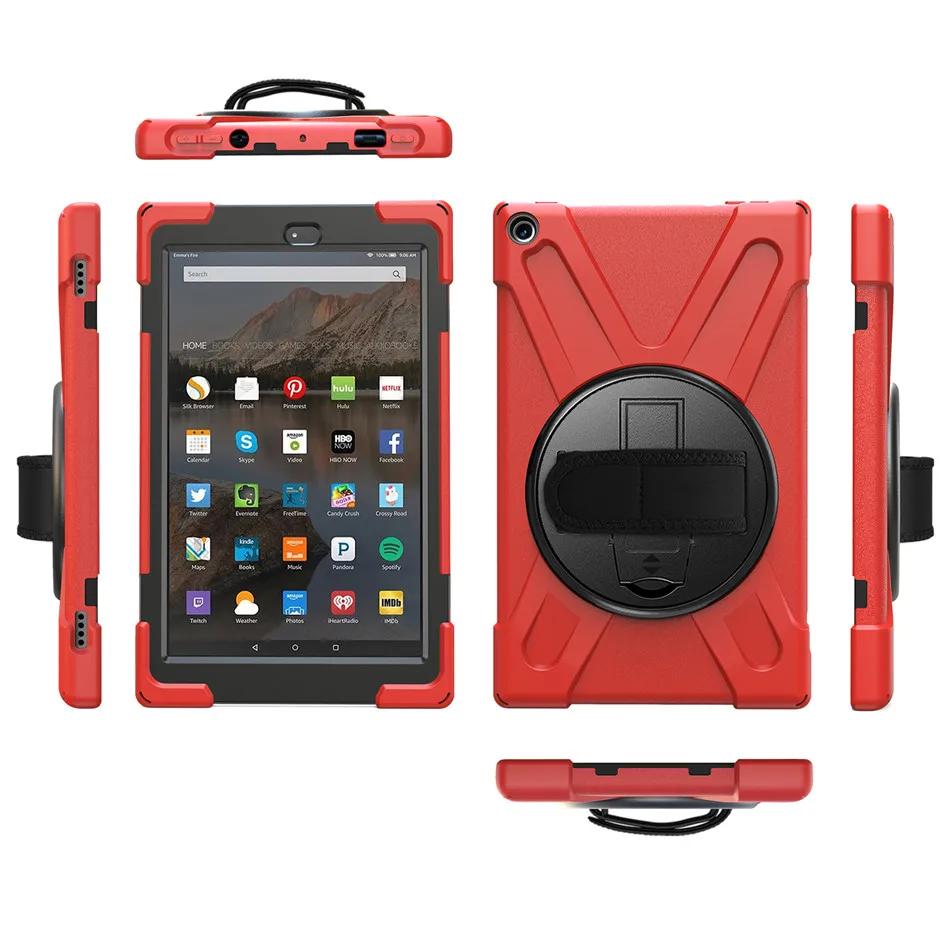 Для Amazon Fire HD 10 чехол Funda Coque Shell Подставка держатель противоударный против падения силиконовый чехол с ручным плечевым ремнем