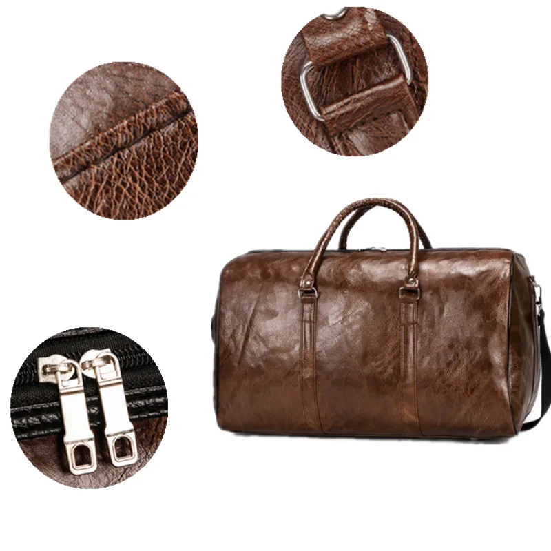 Travel Bags Duffel Bag Leisure Bag Leather Travel Bag Large Duffle Independent Big Fitness Bags Handbag Luggage Shoulder Black Men Fashion Zipper Pu